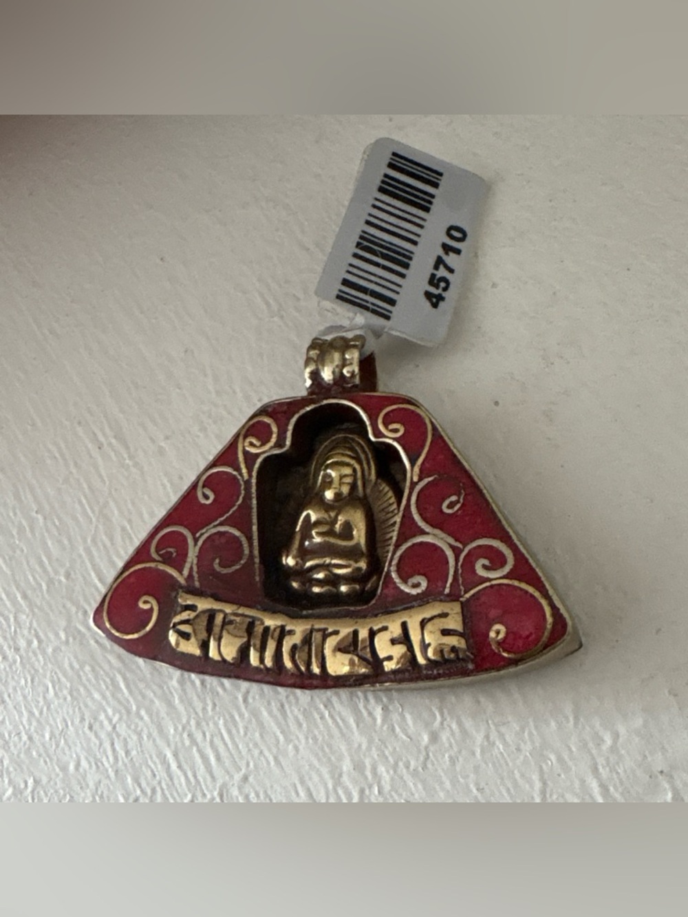 Geometric Silver-Tone Buddha Pendant